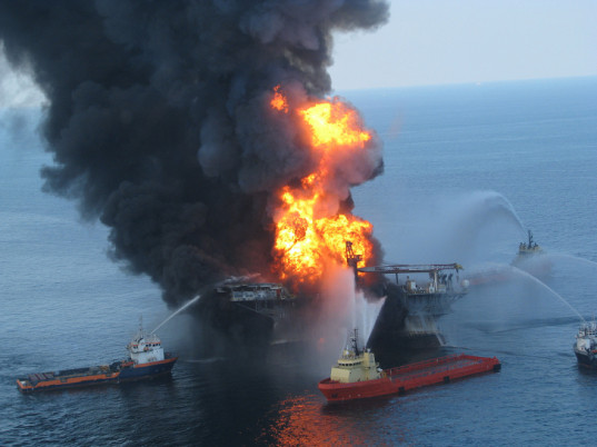 The Deepwater Horizon rig explosion.