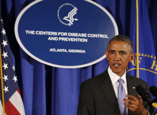 U.S. President Barack Obama speaks at the Centers for Disease Control and Prevention in Atlanta, Georgia, September 16, 2014. Credit: Reuters/Larry Downing