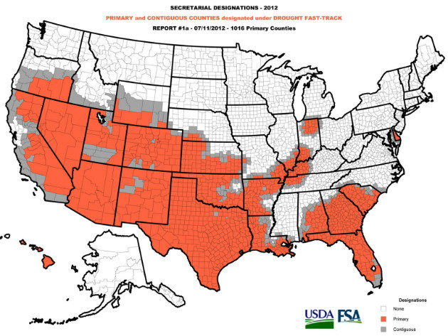 U.S. declares drought-stricken states largest natural disaster area ever