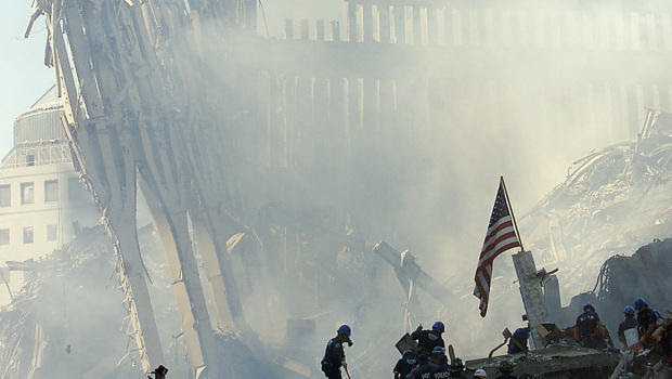  Flag raised after 9/11.